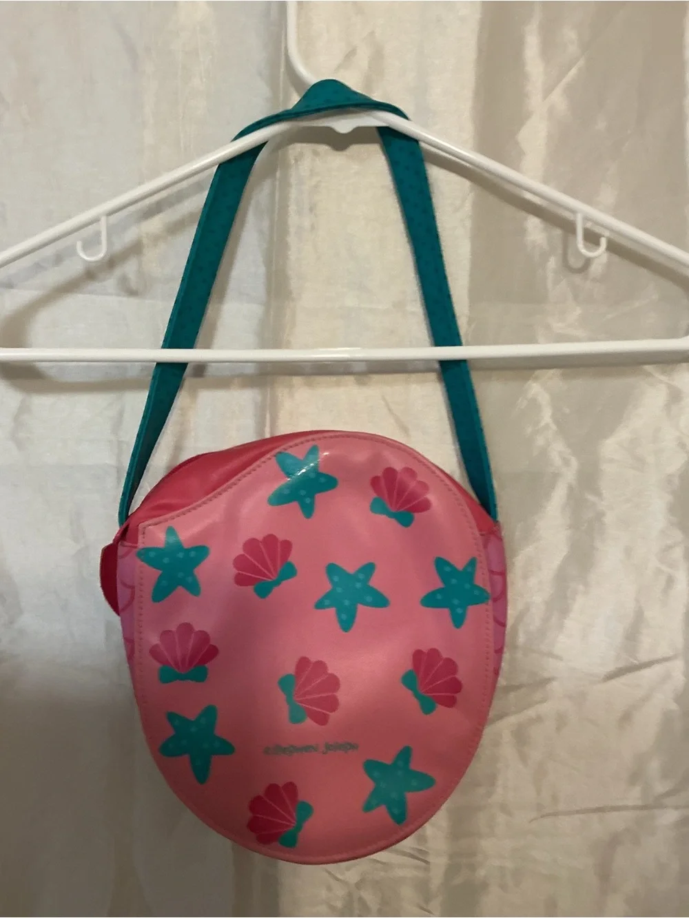Girls Pink Mermaid Crossbody Purse with Teal Strap